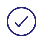 Blue tick mark inside a circle representing approval