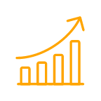 Graph icon with arrow going up, representing estimating