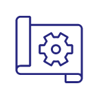Cog on paper icon, representing statement of work