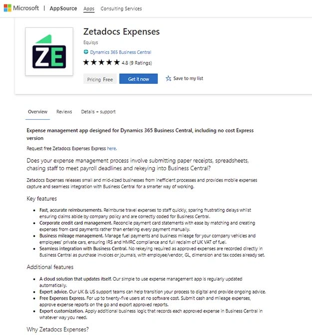 Zetadocs Expenses Extension On Microsoft AppSource