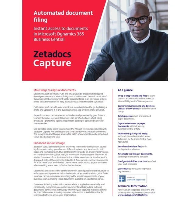 Zetadocs Capture datasheet