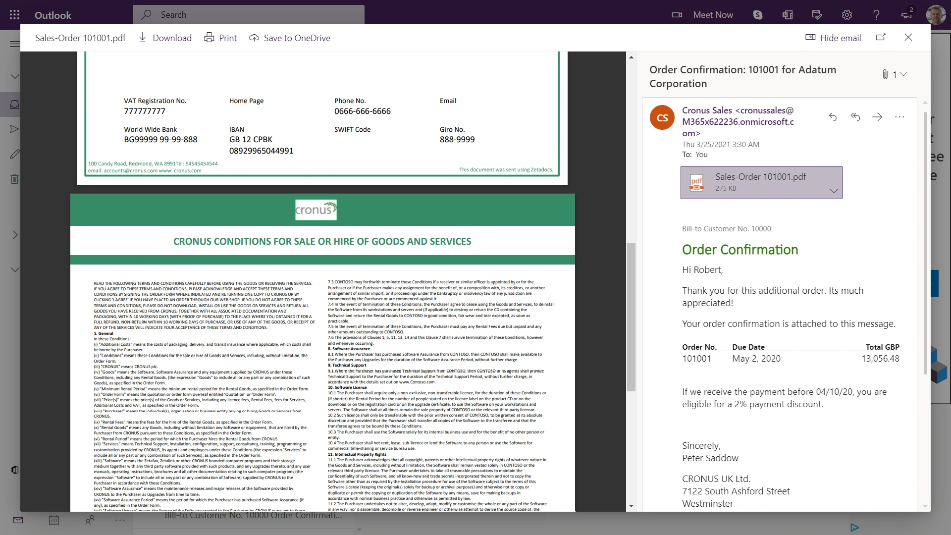 screenshot of Zetadocs Delivery combined attachments feature
